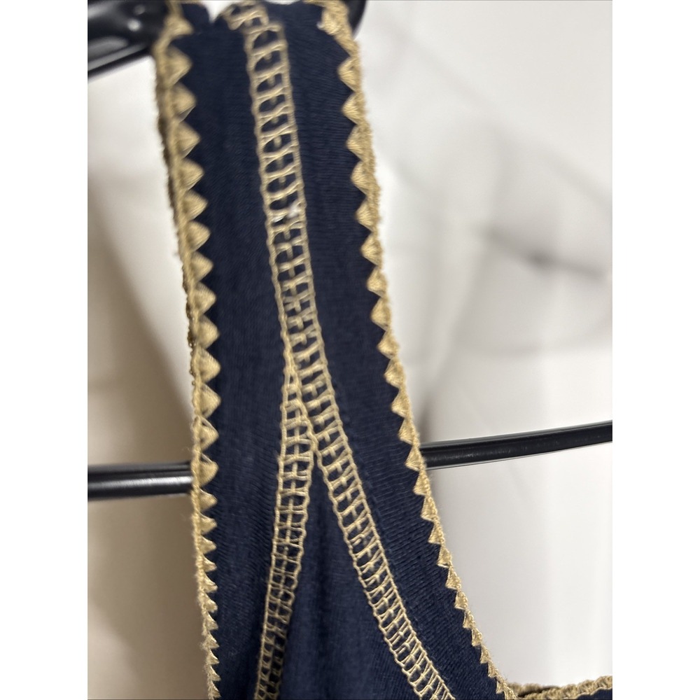 Vintage 90s Santa Fe Empire Waist Midi Dress Sz 4 Cotton Rayon Gold Geometric - Picture 5 of 12
